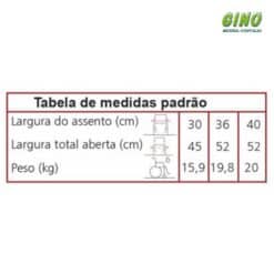 Carrinho Star Postural Tabela