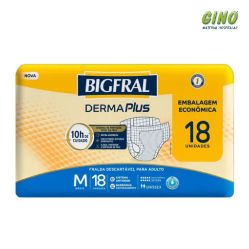 Fralda Bigfral Derma Plus Tamanho M - 18 Unidades