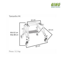 Andador Posterior de Alumínio com 4 Rodas