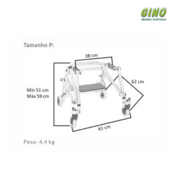 Andador Posterior de Alumínio com 4 Rodas