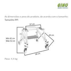 Andador Posterior de Alumínio com 4 Rodas