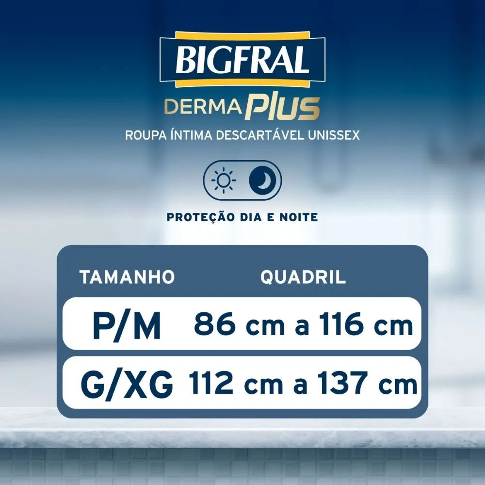 Bigfral Derma Plus Roupa Íntima Descartável G-XG 16 Unidades Pacote Econômico