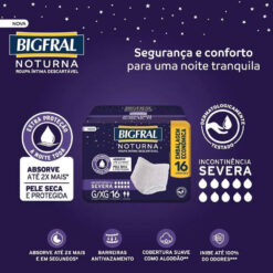 Bigfral Noturna Roupa Íntima Descartável G-XG 16 Unidades Pacote Econômico